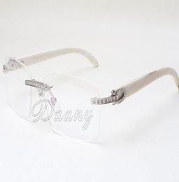Fashion directe des lunettes de haute qualité Cadre de spectacle T3524012 RHINOCEROS NATURELS BLANC Horn Square Diamond Lunets 52475803