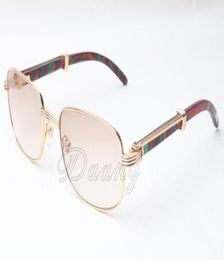 Directe nieuwe stijl vierkante houten zonnebrillen 7381148 Natuurlijk pauwpatroon houten bril maat 5621135mm premium luxe sungla5861896