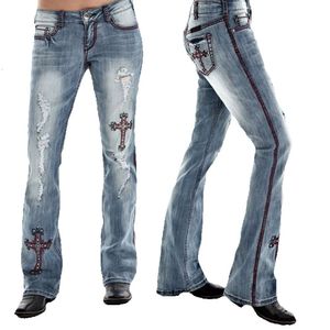 Directe aankoop van geborduurd, gewassen, gemalen witte, slanke fit dames jeans en broek jeans