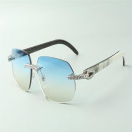 Lunettes de soleil diamant sans fin Direct S 3524024 avec branches en corne de buffle mixtes, lunettes de créateur taille 18-140 mm217G