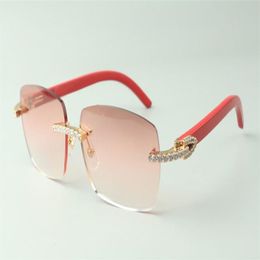 Gafas de sol Direct s con diamantes sin fin 3524025 con patillas de madera rojas, gafas de diseño de tamaño 18-135 mm3139