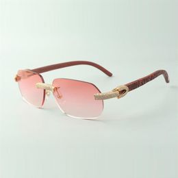 Lunettes de soleil diamant micro-pavées SIRECT 3524024 avec temples en bois de tigre verres de concepteurs Taille 18-135 mm2906