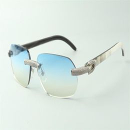 Gafas de sol Direct s con micropavé de diamantes 3524024 con patillas mixtas de cuerno de búfalo, gafas de diseño de tamaño 18-140 mm3258