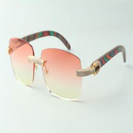 Direct s gafas de sol con micropavé de diamantes 3524025 con patillas de madera de pavo real gafas de diseño tamaño 18-135 mm310u