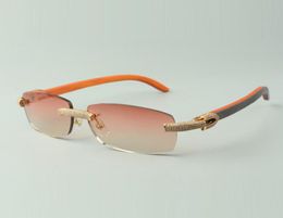 Gafas de sol Direct s con micropavé de diamantes 3524026 con patillas de madera natural naranja, tamaño de gafas de diseñador 5618135 mm7303536