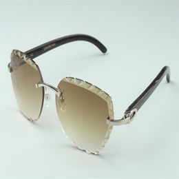 direct s nouvelle mode haut de gamme lentille de coupe lunettes de soleil 3524019 naturel noir corne de buffle bâtons lunettes taille 58-18-140mm228i