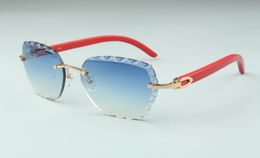 direct s nouvelle mode haut de gamme gravure lentille lunettes de soleil 3524019 rouge bâtons de bois naturel lunettes taille 5818135mm7642089