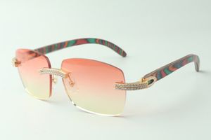 Venta directa de gafas de sol de diamantes de doble fila 3524025 con patillas de madera de pavo real, gafas de diseño, tamaño: 18-135 mm