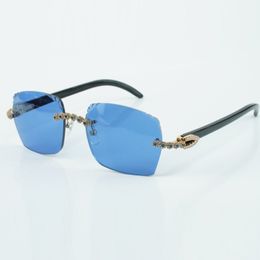 Directe verkoop mode blauw boeket diamant 3524018 met natuurlijke zwarte buffelhoorn arm en geslepen zonnebril maat 18-140 mm