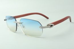 Directe verkoop Medium Diamond zonnebril 3524024 met originele houten tempels designer bril, maat: 18-135 mm