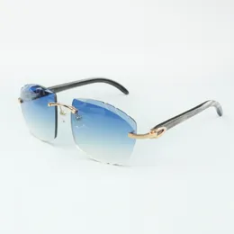 Directe verkoop nieuwste hoogwaardige zonnebril met snijdende lens 4189706-A zwart getextureerde natuurlijke buffelhoorn sticks maat 58-18-140 mm