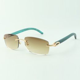 Directe verkoop effen zonnebril 3524026 met naturel teal houten pootjes designer bril, maat: 18-135 mm
