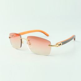 Vente directe de lunettes de soleil unies 3524026 avec branches en bois orange naturel, lunettes de créateur, taille: 18-135 mm