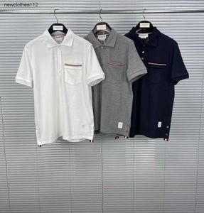 Directe verkoop TB rood wit blauw geweven strepen parel katoen puur katoen korte mouwen revers T-shirt heren POLO shirt trend