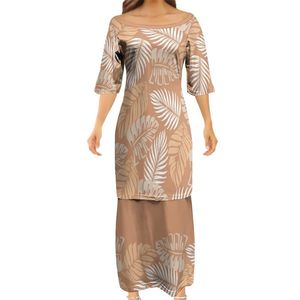 Directe verkoop groothandel dames club bodycon-jurken Puletasi Samoaanse Polynesische traditionele tribale ontwerpjurk 2-delige set 220706