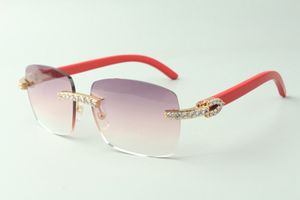 Vente directe Lunettes de soleil XL en diamant 3524025 avec des lunettes de designer en bois rouge, taille: 18-135 mm