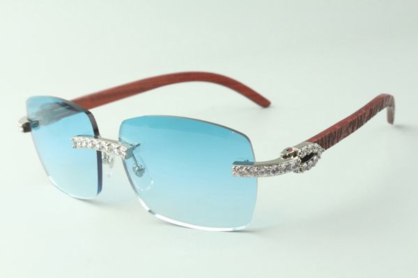 Vente directe Lunettes de soleil XL en diamant 3524025 avec lunettes de designer à branches en bois de tigre, taille: 18-135 mm