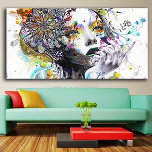 Vente directe de l'art mural immense fille avec des fleurs PEINTURE D'HUILE IMPRESSIONS PEINTURE SUR TOLEVAS PAS DE CAL