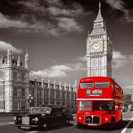 Vente directe de bus de Londres avec Big Ben paysage urbain maison décoration murale toile photo Art paysage sans cadre Hd impression peinture Arts2101