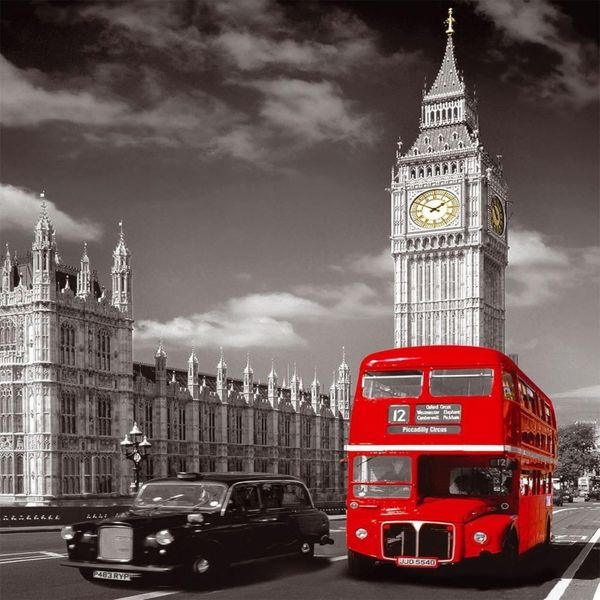 Venta directa de autobús londinense con Big Ben, paisaje urbano, decoración de pared del hogar, lienzo, arte, paisaje sin marco, pintura impresa en alta definición Arts304b