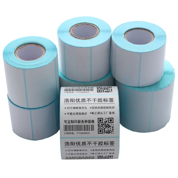 Etiquetas en blanco extraíbles directas Rectángulo Autoadhesivo Código de barras Writable Supermercado Pegatinas libres de BPA para la imprenta térmica