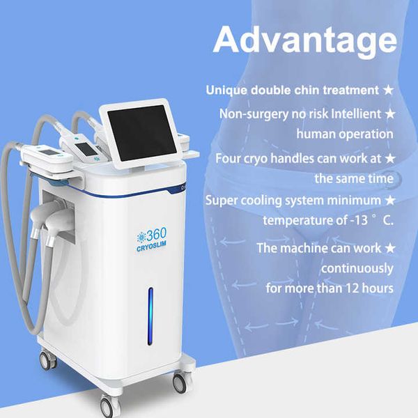 Effet direct -14° 360° gel environnant CRYO amincissant la cellulite réduisant l'amincissement Cryolipolyse des graisses congelées à 4 poignées avec machine de beauté laser à lumière bleue