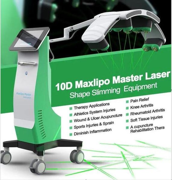 Directamente efectivo MAXlipo Master pérdida de peso Eliminación de grasa sin dolor máquina de adelgazamiento 10D Luces verdes Terapia con láser frío Equipo de belleza LIPO láser Dispositivo delgado