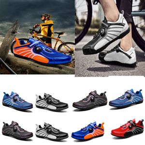 Dirt Bike Flat Men Road Sports Speed Cycling Sneakers Flats Mountain Bicycle Footwear SPD Cleats schoenen Rood 14 S