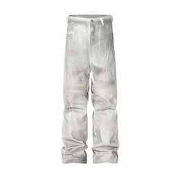 vuil geverfd patchwork wijde pijpen baggy jeans voor mannen en vrouwen rechte Y2k Ropa Hombre denim broek oversized casual cargobroek Q5tH #