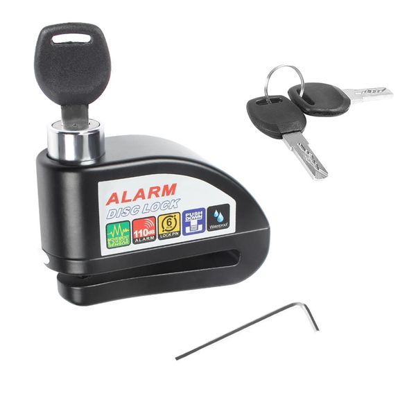 Bloqueo de freno de disco alarma impermeable bloqueo antirrobo con destornillador y llaves para motocicleta bicicleta seguridad protección contra robo Tool216A