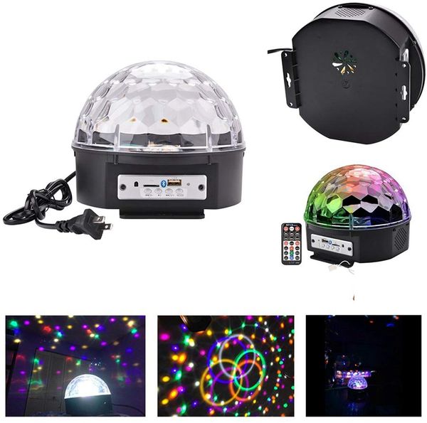 Lumières de fête Disco Ball 9 couleurs LED lumières de scène Bluetooth lumière rotative activée par le son avec lecture MP3 à distance et USB pour la maison KTV