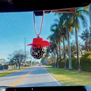 Disco Hat Ball hanglagend auto charme achteruitzicht spiegel huishoudelijke benodigdheden voor bruiloft nieuwjaar feest achtergronddecoratie