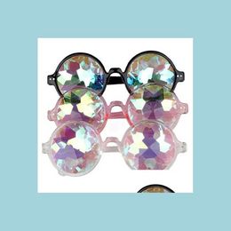 Gafas de caleidoscopio de discoteca, lentes de cristal de arcoíris, prisma de difracción de cristal, ropa para los ojos, baile festivo, Punk i0612