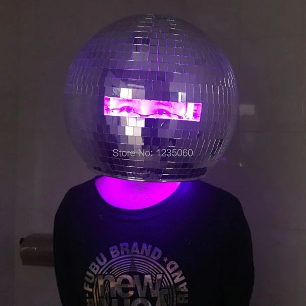 Disco Mirror Ball Helmet Mask Muscar Mirror para DJ Nightclub Musical Festival Dance Rave Party Mirror Man Show Mirror Girls