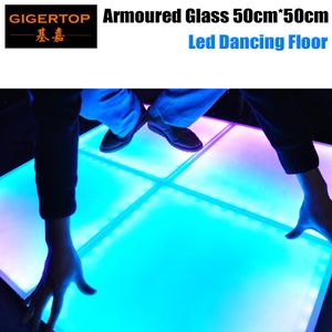 Korting 50cmx50cm gepantserd glas led dansvloer Frosted Gehard glas IP65 Indoor Outdoor RGB Leds DMX Auto Sound ex-w2069