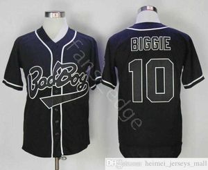 Korting B.I.G. Biggie Smalls Jersey The Notorious Movie Bad Boy #10 Biggie Black Stitched Baseball Film Buttons Jerseys Shirts Size S-XXXL