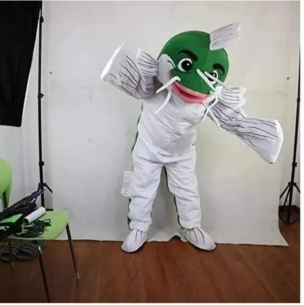 Remise Usine vert poisson mascotte Costume déguisement anniversaire fête d'anniversaire Costume de noël carnaval unisexe adultes tenue