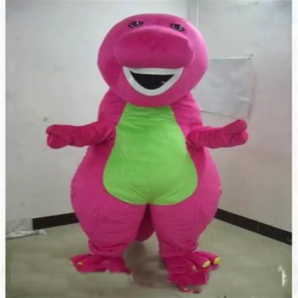 Descuento de fábrica Profesión Barney Dinosaur Mascot Disfraces Dibujos animados de Halloween Tamaño adulto Vestido de lujo