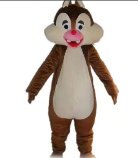 Vente d'usine discount un costume de mascotte tamia marron avec une bouche rouge pour adulte à porter