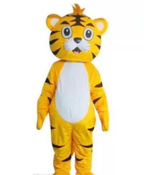 Remise vente d'usine adulte mignon marque dessin animé nouveau professionnel en peluche tigre jaune mascotte Costume déguisement