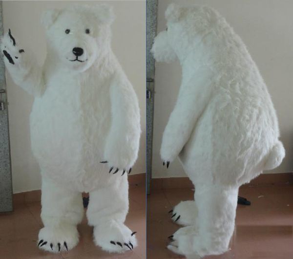 Discount vente d'usine gros costumes de mascotte d'ours polaire à fourrure pour adultes à vendre