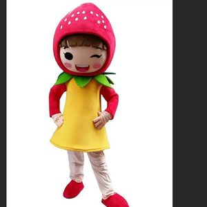 Discount vente d'usine Fruit fraise fille costume de mascotte personnage de dessin animé costumes de mascotte adulte pour la fête d'Halloween