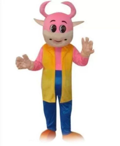 Vente d'usine discount vache mignonne rose en costume costume de mascotte de dessin animé taille adulte