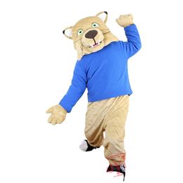 Korting fabriek Sport Beige tijger / wilde kat mascottekostuum Fancy Dress Verjaardag Verjaardagsfeestje Kerstpak Carnaval