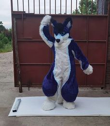 Sconto mascotte pelosa blu cane husky gatto volpe prop fursuit fursona abbigliamento vestito natale pasqua festival adulto