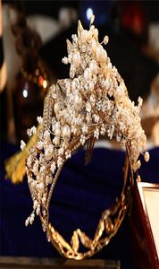 Korting Luxe Parels Bruidskronen Tiara's Hoofdband Bruiloft Sieraden verjaardagsfeestje prinses Kroon haar Decors juwelen bruiden j8295145