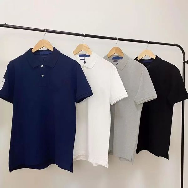 Remise hommes marque de luxe affaires revers chemise décontracté à manches courtes haut brodé Slim Fit T-shirt S-2XL mâle tee équitation logo designer de haute qualité