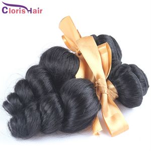 Mezcla de descuento 2 BUNDLES FOOTE Curly Wave Brasilian Virgin Weave Brazillian Loose Wavy Human Hair Extensions 1B Cutícula completa