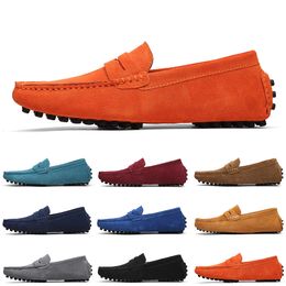 Remise Non-marque hommes décontracté chaussures en daim noir bleu vin rouge gris orange vert marron hommes sans lacet paresseux en cuir chaussure taille 38-45