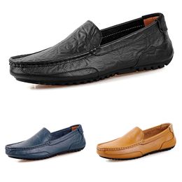 Korting Non-merk Men Peas Schoenen Leer Casual mode Ademende blauw zwart bruin Lazy Soft Bottom Overshoes Mens Shoes 38-44